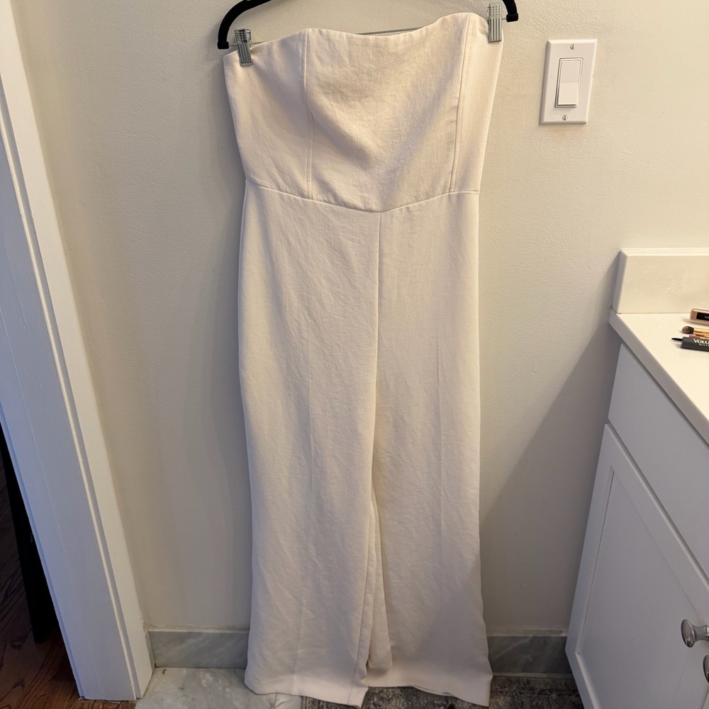 Wilfred Strapless White Jumpsuit | Aritzia | Size 12 | Wide Leg - Picture 2 of 4